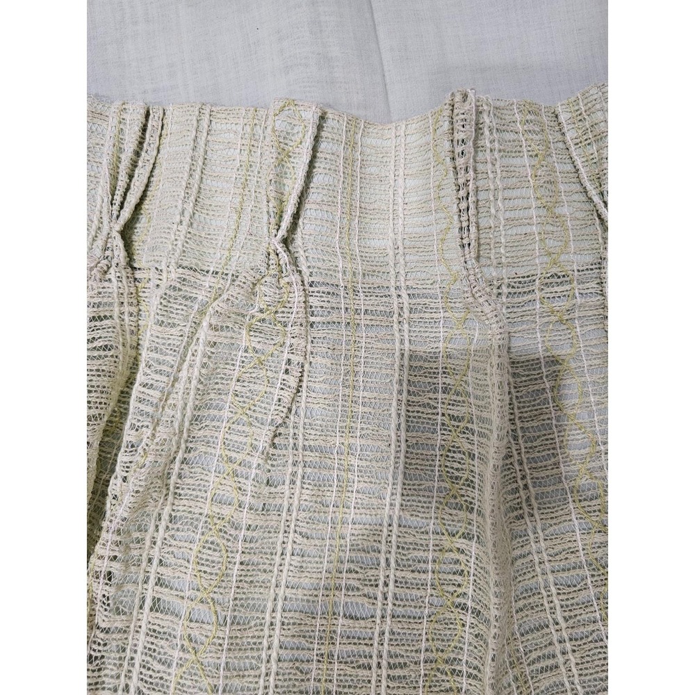Vintage 50s 60s Open Weave Pinch Pleat Lined Curtain Panels 4pc Set Green 23x81 - Picture 5 of 10